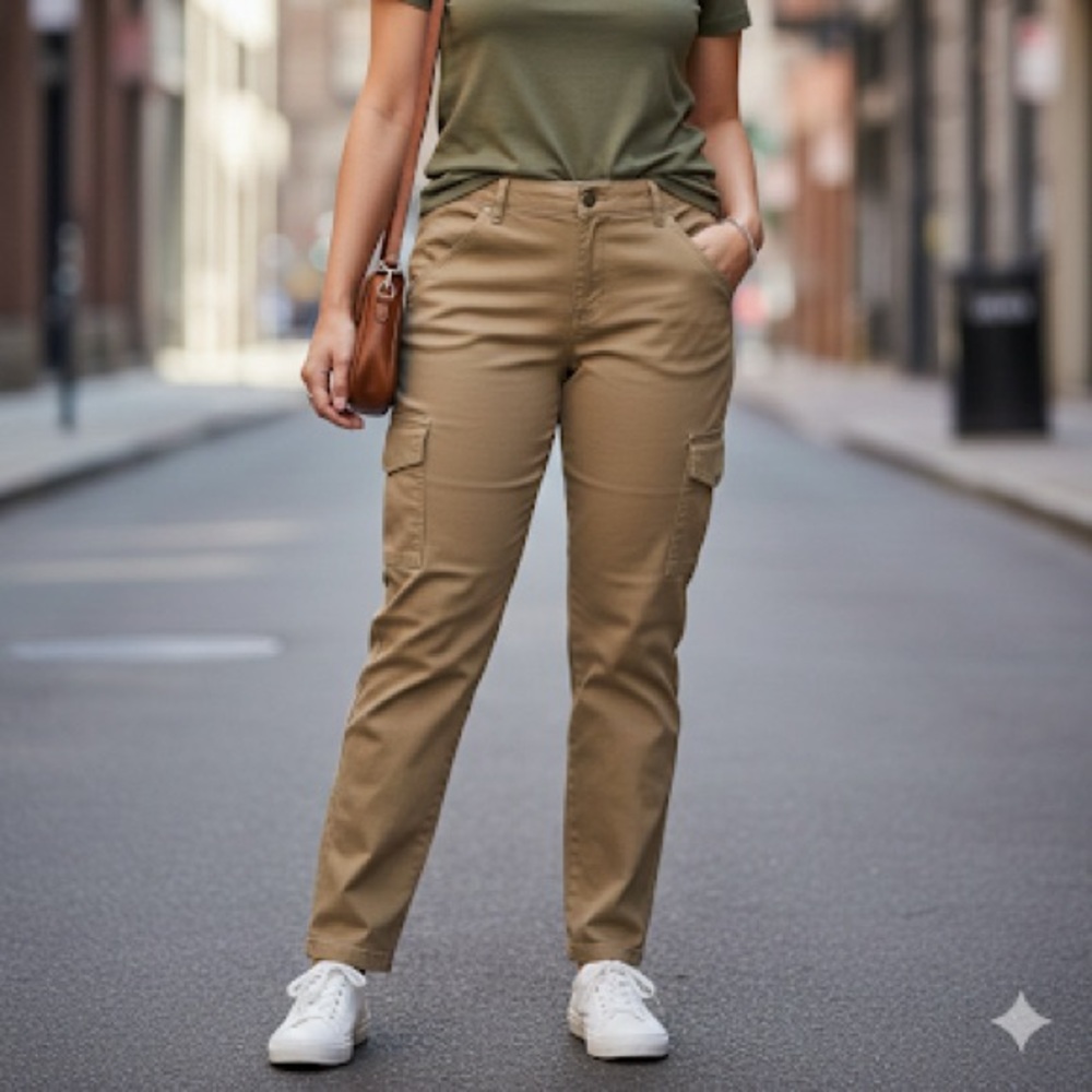 Women Tan Cargo Pants